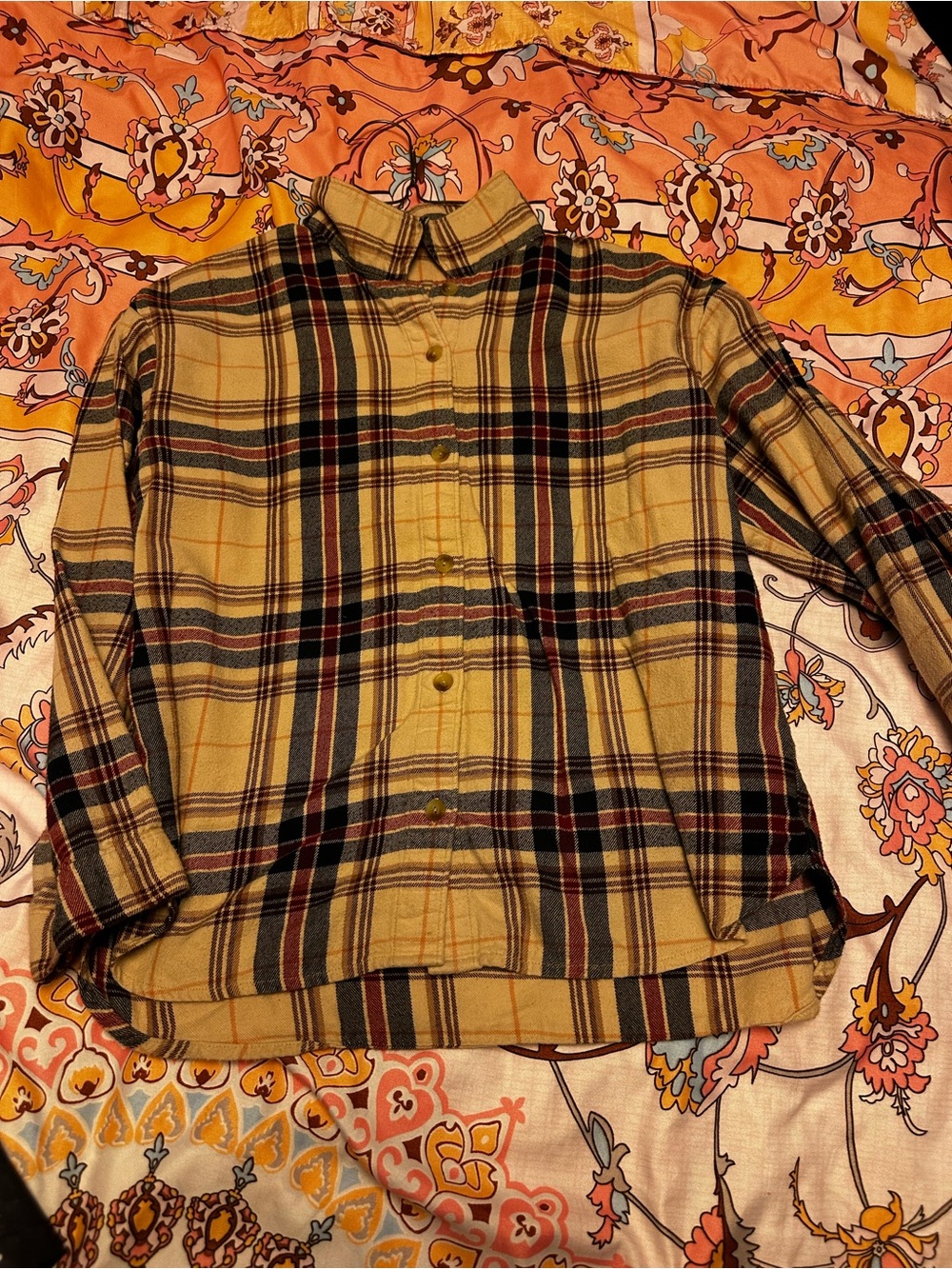 Tan Plaid Button-Up Shirt size XS